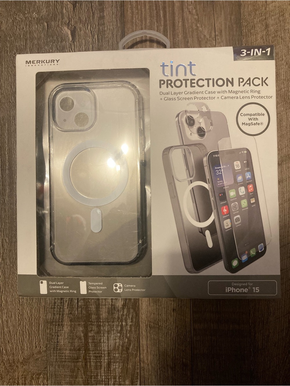 Merkury Innovations Tint Protection Pack Case for iPhone 15 - Clear/Black